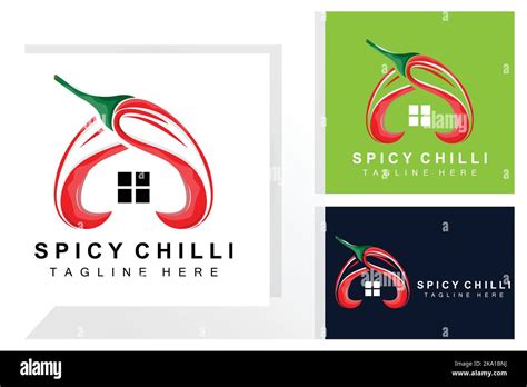 Spicy Chili Logo Design Red Vegetable Illustration Kitchen Ingredients Hot Chili Vector Brand