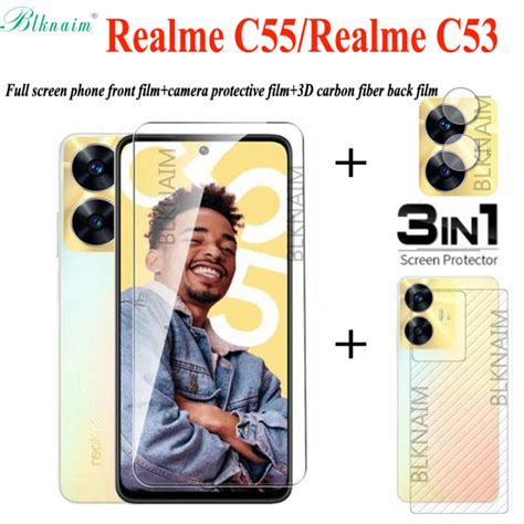 BLKNAIM 3in1 For Realme C53 Realme C55 Full Screen HD Clear Tempered