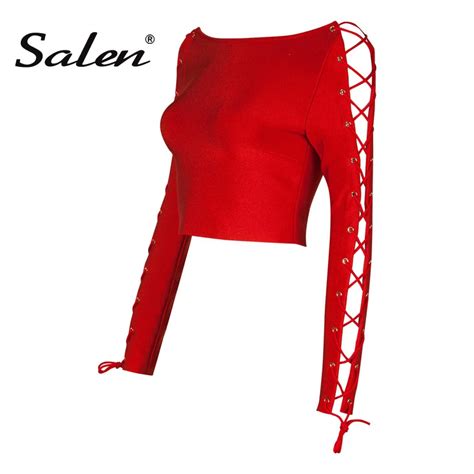 Salen 2017 New Arrival Hollow Out Long Sleeve Zipper Hollow Out Lace Up