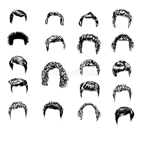 Set Of Hand Drawing Men Hairstyles Illustration Stock Illustration