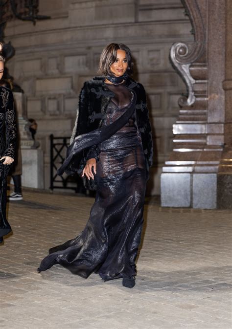 Ciara S Sheer Naked Dress At Paris Fashion Week Ps Fashion