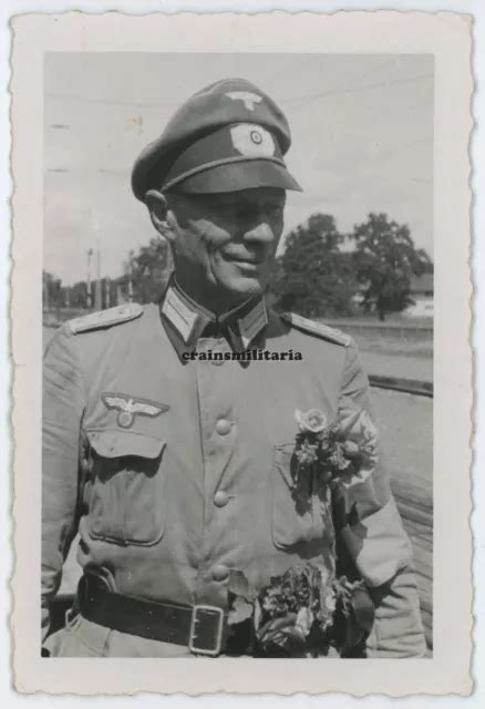 ORIG FOTO PORTRAIT Gebirgsjäger Hauptmann Offizier m Schirmmütze EUR