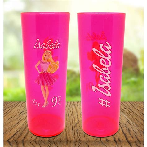 20 Copos Long Drink Rosa Neon Personalizado Barbie Shopee Brasil