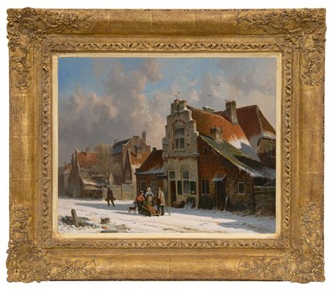 Adrianus Eversen Paintings Prev For Sale Encounter On A Snowy Road