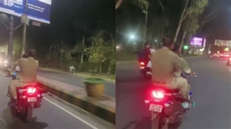 In Ghaziabad The Girls Chased The Scooty The Policemen Were Challaned Without Wearing Helmets