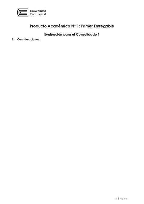 PA01 EXAMEN Producto Académico N 1 Primer Entregable Evaluación