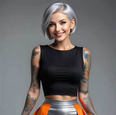 Premium Ai Image Portrait Of A Beautiful Blonde Woman With Tattoos On