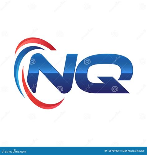 Initial Letter NQ Logo Swoosh Red And Blue Stock Vector Illustration