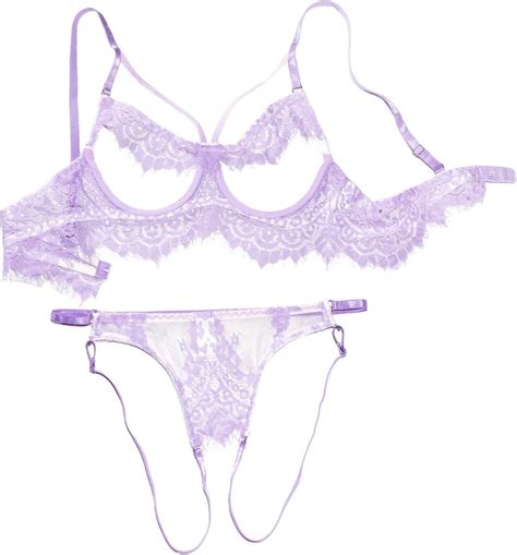 Lilosy Sexy Underwire Strappy Floral Sheer Lingerie Set See