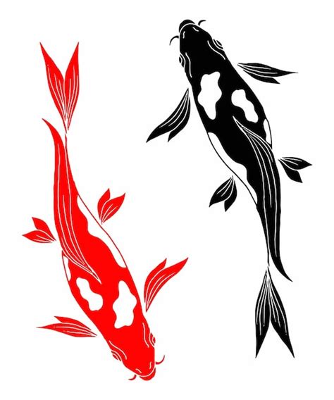 Premium Vector Design Koi Gold Fish Illustration Silhouette Outline