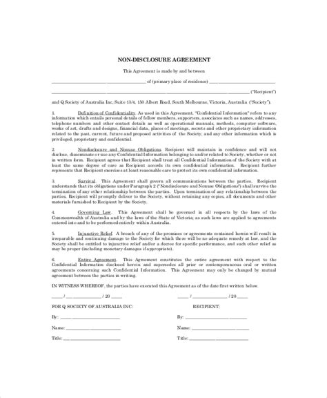 Personal Assistant Confidentiality Agreement Template Prntbl