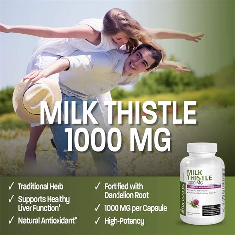 Buy Bronson Milk Thistle 1000mg Silymarin Marianum And Dandelion Root