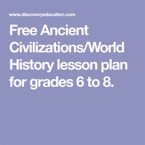 World Civilizations Grade 6 Lesson Plans