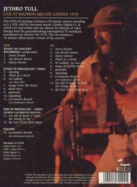 Jethro Tull Live At Madison Square Gardens Uk 2 Disc Cddvd Set —