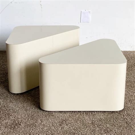 Postmodern Cream Lacquer Laminate Triangular Nesting Side Tables Chairish