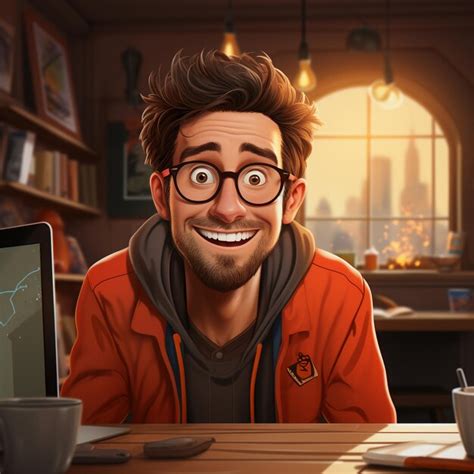 Premium Photo The Animated World Of A Mature Male YouTuber Ready For