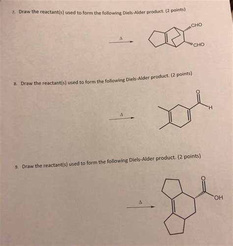 Solved Diels Alder Reactions Organic Productís For The