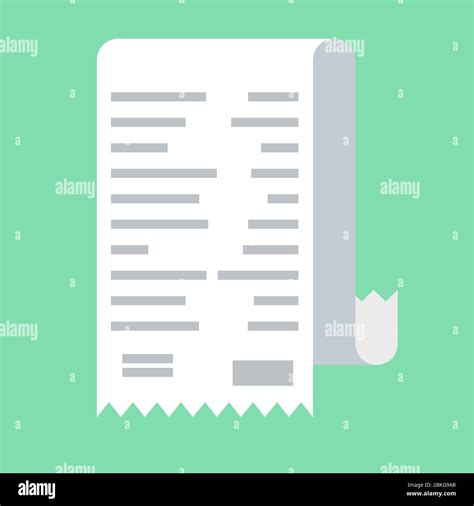 Receipt Vector Icon In A Flat Style Isolated On A Colored Background