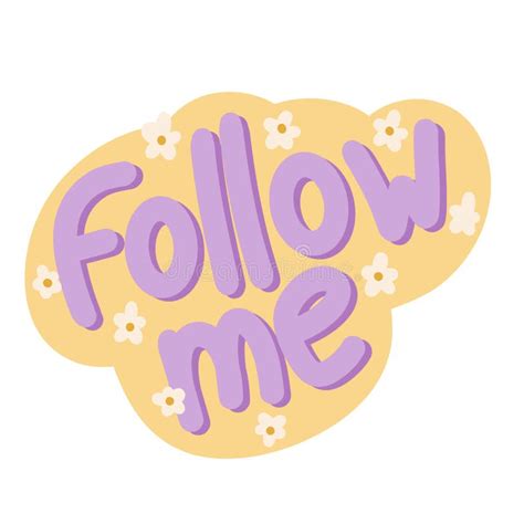 Hand Drawn Illustration Of Follow Me Button Sticker Label Design For