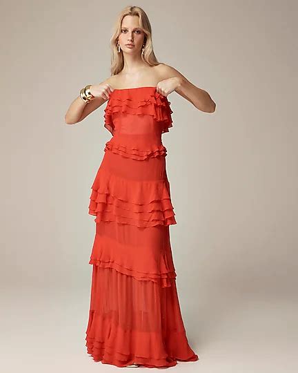 J Crew Collection Tiered Ruffle Dress In Chiffon For Women