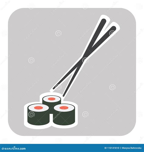 Ejemplo Del Vector De Los Palillos Y Del Rollo De Sushi Ilustración Del