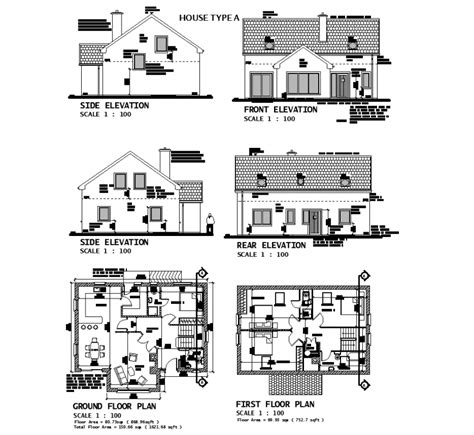 Sloping Roof Bungalow Working Drawing In Dwg File Cadbull