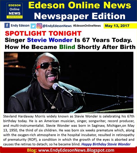 Edeson Online News: How Singer Stevie Wonder Became Blind Shortly After ...