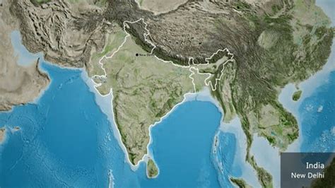 India On Globe Outline Satellite Labels Stock Footage Video (100% ...