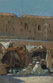 ETIENNE DINET 1861 1929 Le marché de Brezina Algérie Etienne