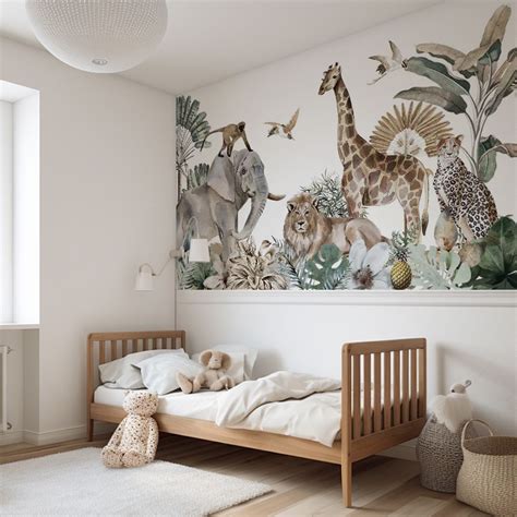 Papier Peint Panoramique Safari Sublime Pour Enfant Babywall