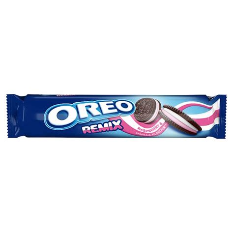 Oreo Remix kakaové sušienky s náplňou s vanilkovou a malinovou