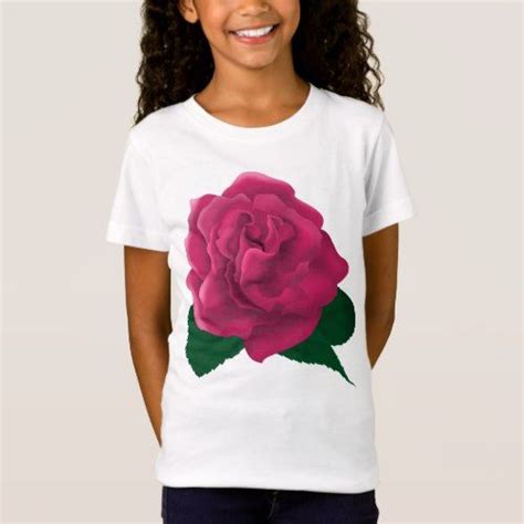 Pink Roses Girls Fine Jersey T Shirt Pink Roses Pink Flowers Floral