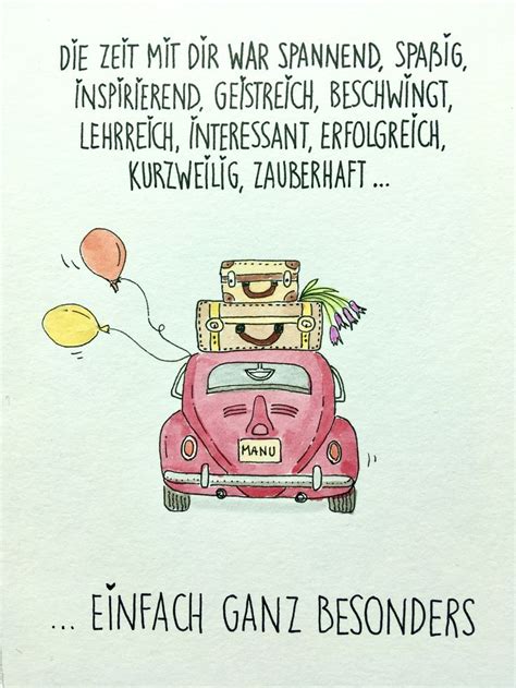 karte abschied kündigung kollegin aquarell hanschrift Karten