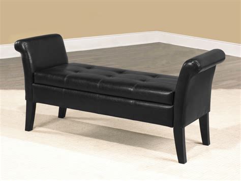 Black Leather Storage Bench