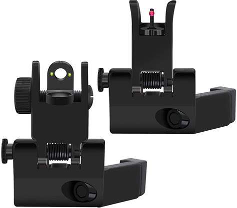 AR15 AR10 FIBER OPTICS IRON SIGHTS LOW PROFILE 45 DEGREE FLIP UP FRONT