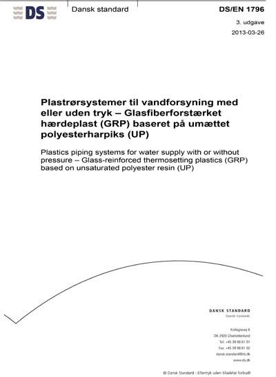 DS EN 1796 2013 Plastics Piping Systems For Water Supply With Or