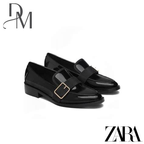 Zara Trafaluc Black Buckle Patent Loafers Authentic Beli Di Toko Zara