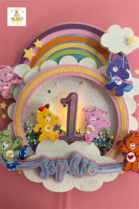 Care Bear Inspired Cake Topper Rainbow Cake Topper Custom Etsy Bear