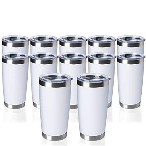 Tdyddyu 12 Pack 20 Oz Double Wall Stainless Steel Vacuum Insulated Tumbler Coffee Travel Mug