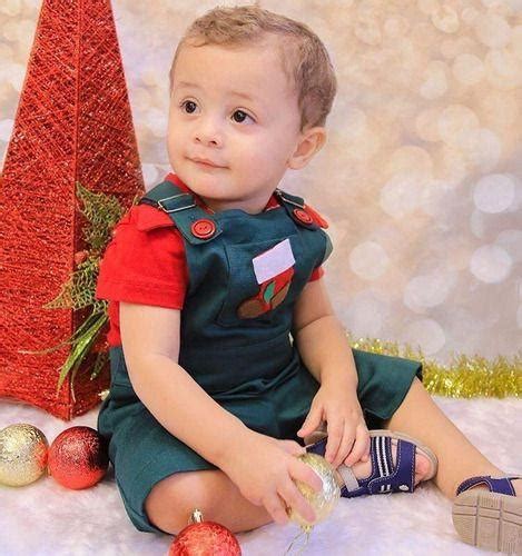 Roupa De Natal Menino Jardineira Verde Papai Noel Ninho Z Conjunto