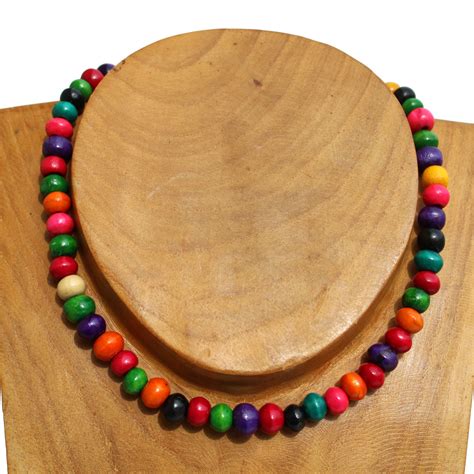 Collier Bois Multicolores Collier Tour De Cou Perles En Bois Original