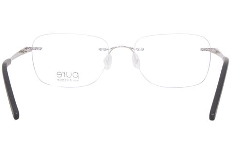 Pure Airlock Valor 200 046 Titanium Eyeglasses Silver Rimless Square Shape 52mm