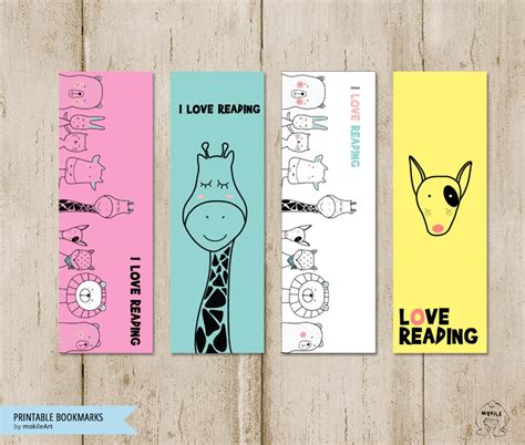 Printable Bookmarks Template Animals Bookmarks Printable - Etsy