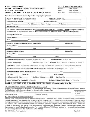 Fillable Online Grading Permit Application Shasta County Fax Email