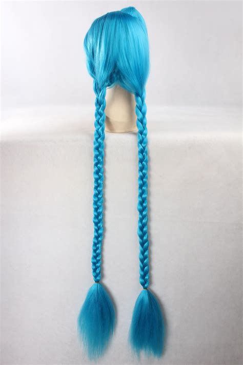 League Of Legends Jinx Loose Cannon Blue Long Braids Cosplay Party Hair