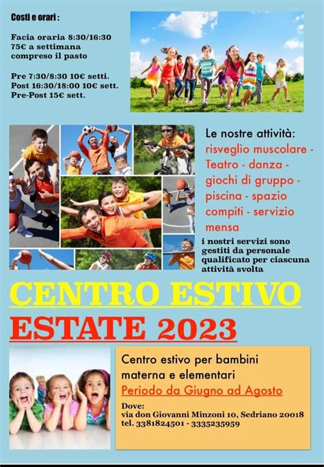 CAMP ESTIVI 2023 A SEDRIANO Comune Di Sedriano