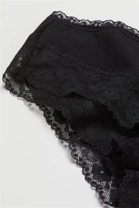 3 Pack Lace Trimmed Hipster Briefs Black Ladies Handm Gb