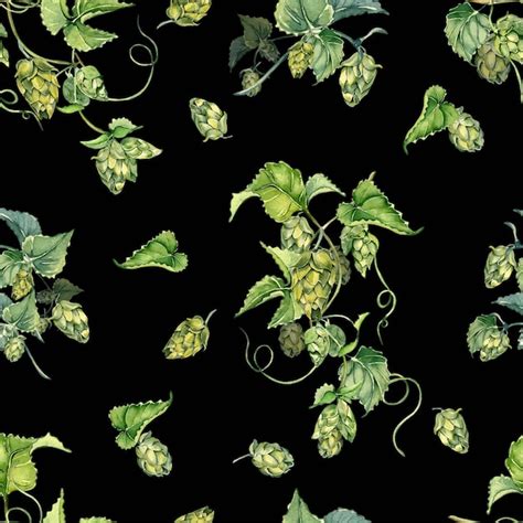 Pule planta de videira humulus aquarela sem costura padrão isolado em