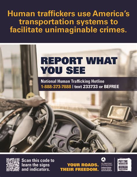 Dot Transportation Leaders Against Human Trafficking Truck Poster English Us Department Of