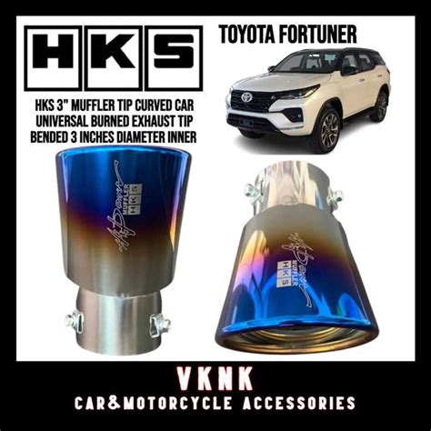 Toyota Fortuner HKS 3 MUFFLER TIP Curved Car Universal Burned Exhaust